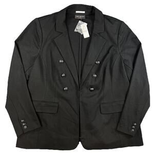 Lane Bryant Women's Plus Size Black Double Breasted Hook Front Blazer 22 B80